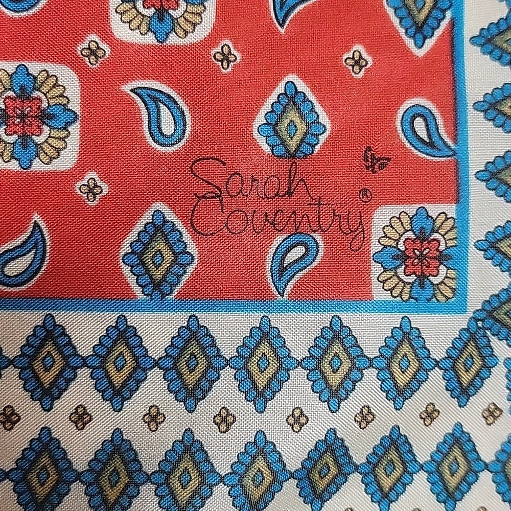 Vintage Sarah Coventry Paisley-Inspired Geometric Scarf | 31” | Made in Italy - Picture 4 of 11